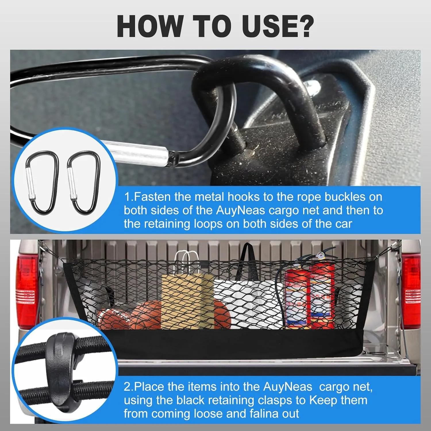 for Ford Explorer Envelope Style Truck Bed Cargo Net - Fits 2011-2025 Explorer Accessories Cargo Net for Pickup Truck Bed - Free Storage Bag - Heavy Duty Carabiners