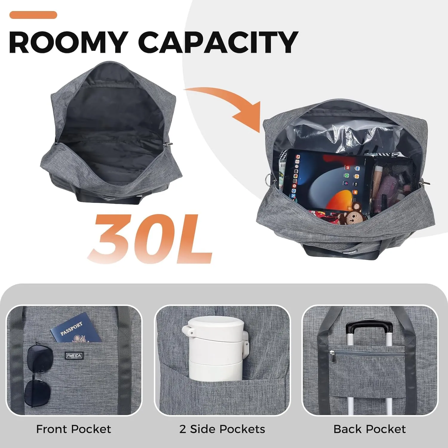 For Frontier Airlines Personal Item Bag 18x14x8 Underseat Travel Duffel Bag Carry on Luggage for Women and Men 30L (With Shoulder Strap)