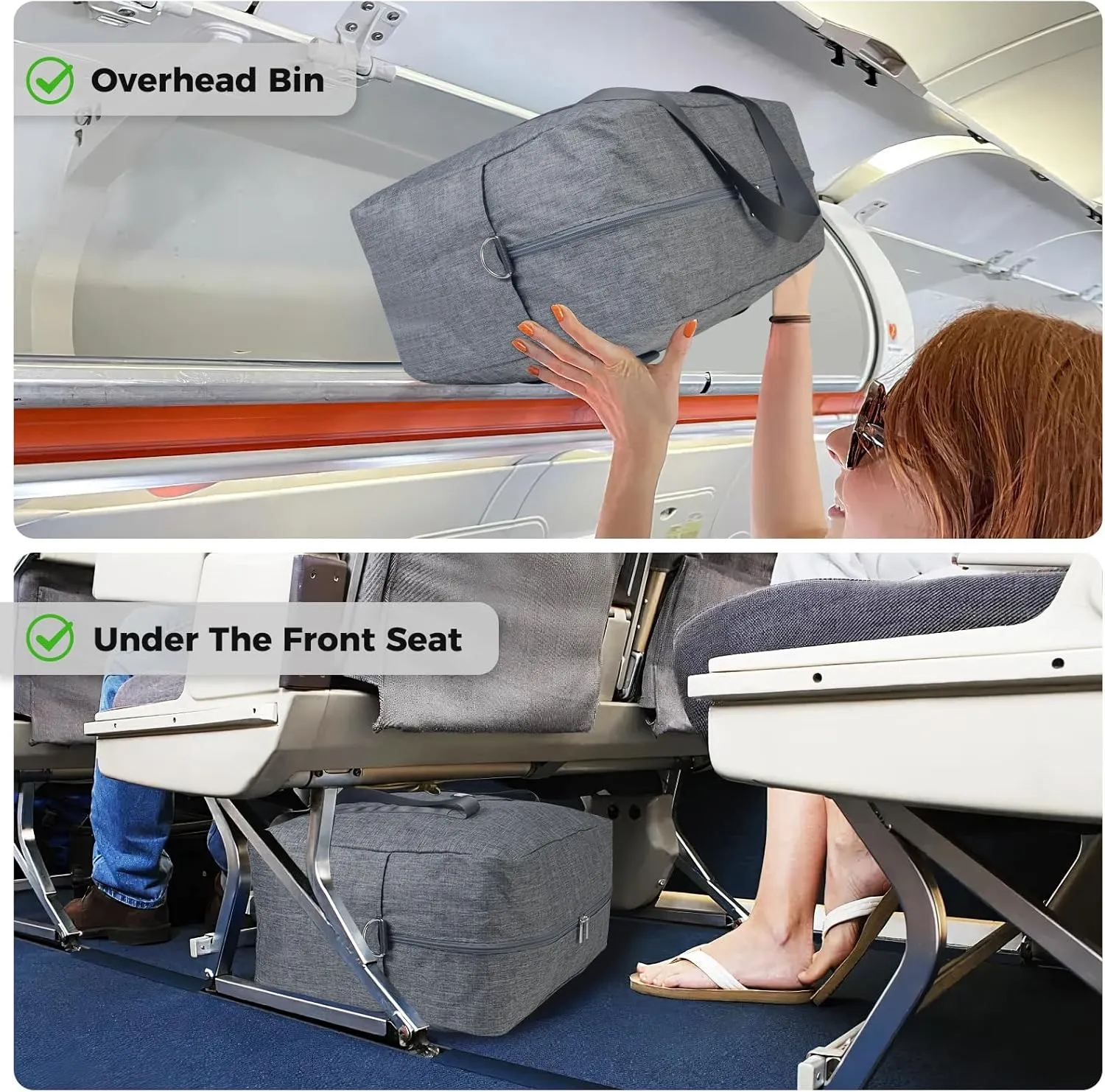 For Frontier Airlines Personal Item Bag 18x14x8 Underseat Travel Duffel Bag Carry on Luggage for Women and Men 30L (With Shoulder Strap)