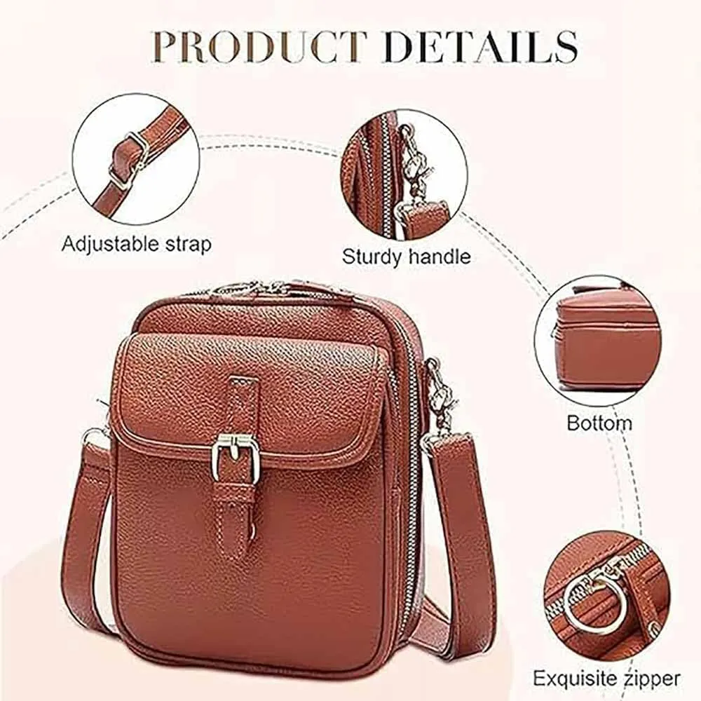 Forcipower Crossbody Bag, Anti Theft, Vintage Leather, Large Capacity, with Two Compartments and 10 Card Slots for Women
