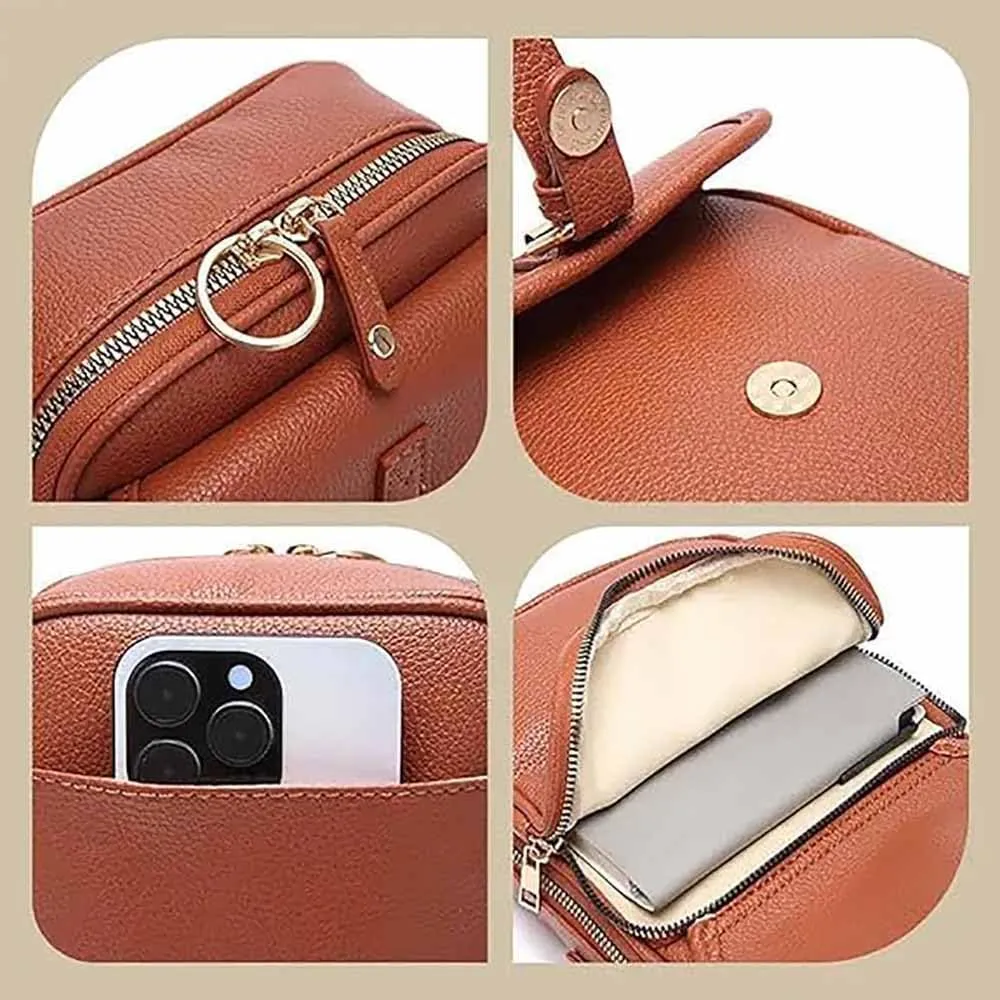 Forcipower Crossbody Bag, Anti Theft, Vintage Leather, Large Capacity, with Two Compartments and 10 Card Slots for Women