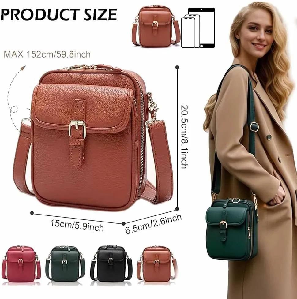 Forcipower Crossbody Bag, Anti Theft, Vintage Leather, Large Capacity, with Two Compartments and 10 Card Slots for Women