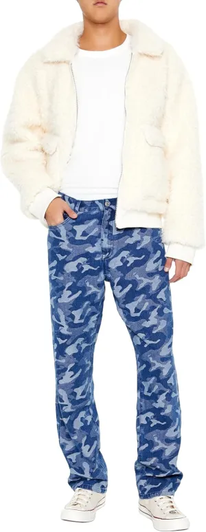 Forever 21 Men's Camo Mid-Rise Straight Jeans