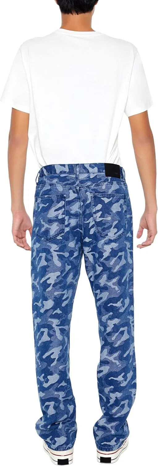 Forever 21 Men's Camo Mid-Rise Straight Jeans