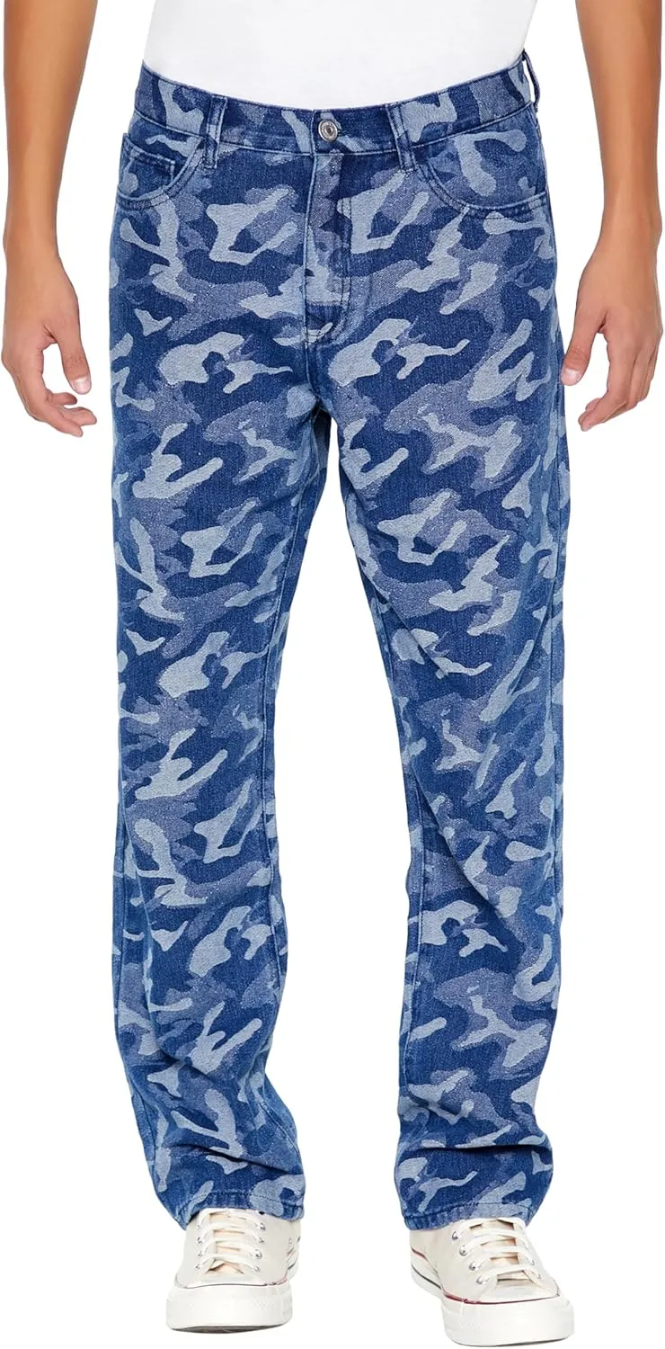 Forever 21 Men's Camo Mid-Rise Straight Jeans
