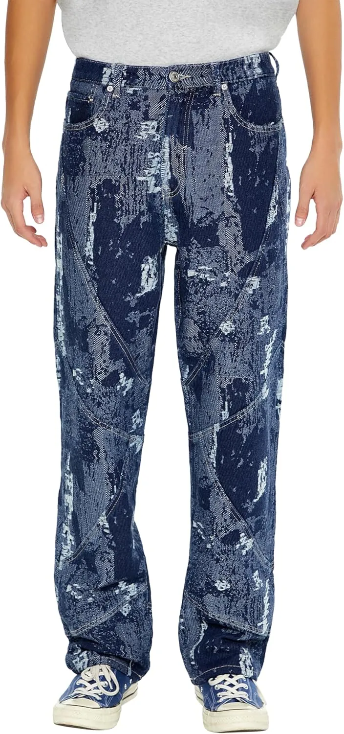 Forever 21 Men's Jacquard Abstract Mid-Rise Jeans