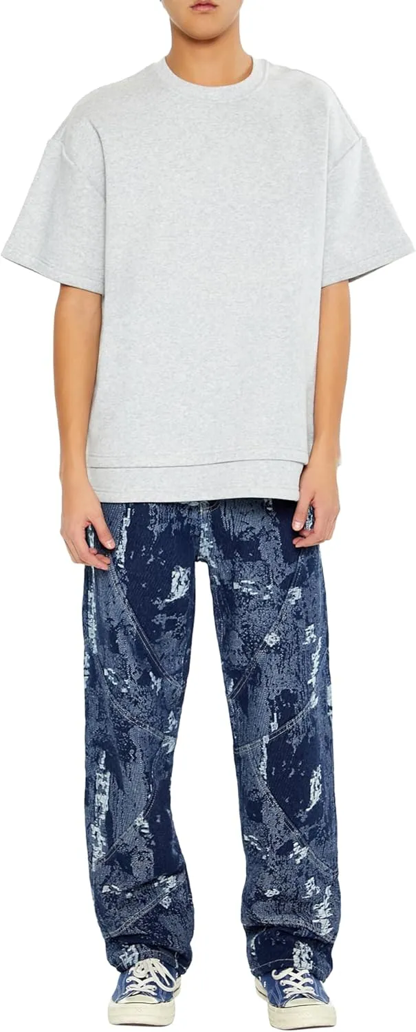 Forever 21 Men's Jacquard Abstract Mid-Rise Jeans