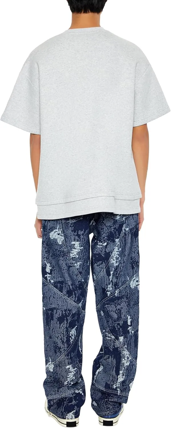 Forever 21 Men's Jacquard Abstract Mid-Rise Jeans