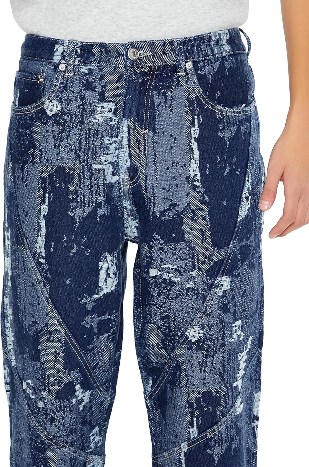 Forever 21 Men's Jacquard Abstract Mid-Rise Jeans