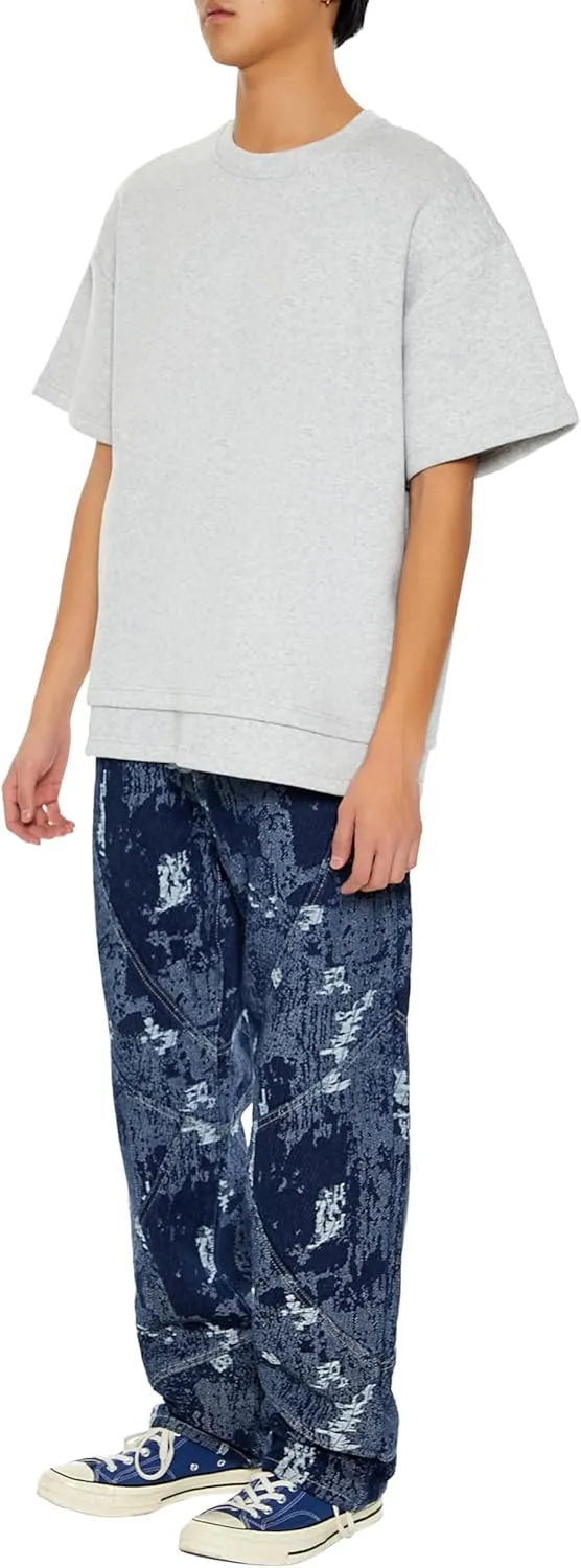 Forever 21 Men's Jacquard Abstract Mid-Rise Jeans