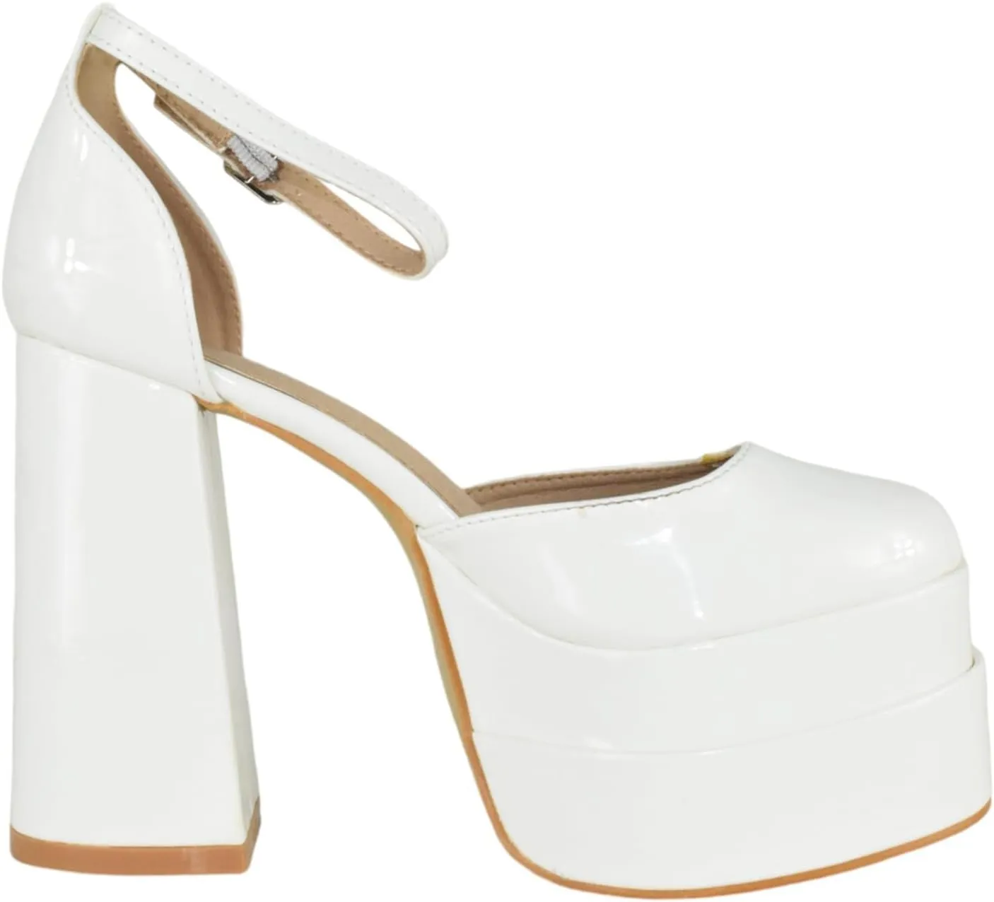Forever Shoes Women Extra High Block Heels Platform Round Closed Toe Exotic Dancer Pumps Ankle Strap TWICE-13