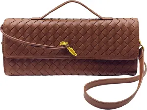 Formal Clutch Purses for Women Evening Woven Leather Large Clutch for Weddings & Parties | Convertible Shoulder Bag