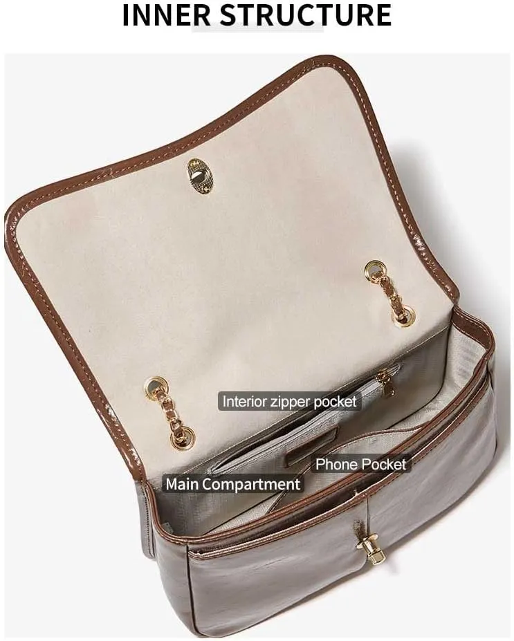 FOXLOVER Medium Size Split Leather Shoulder Purse and Handbag for Women Classic Lady Tote Bag