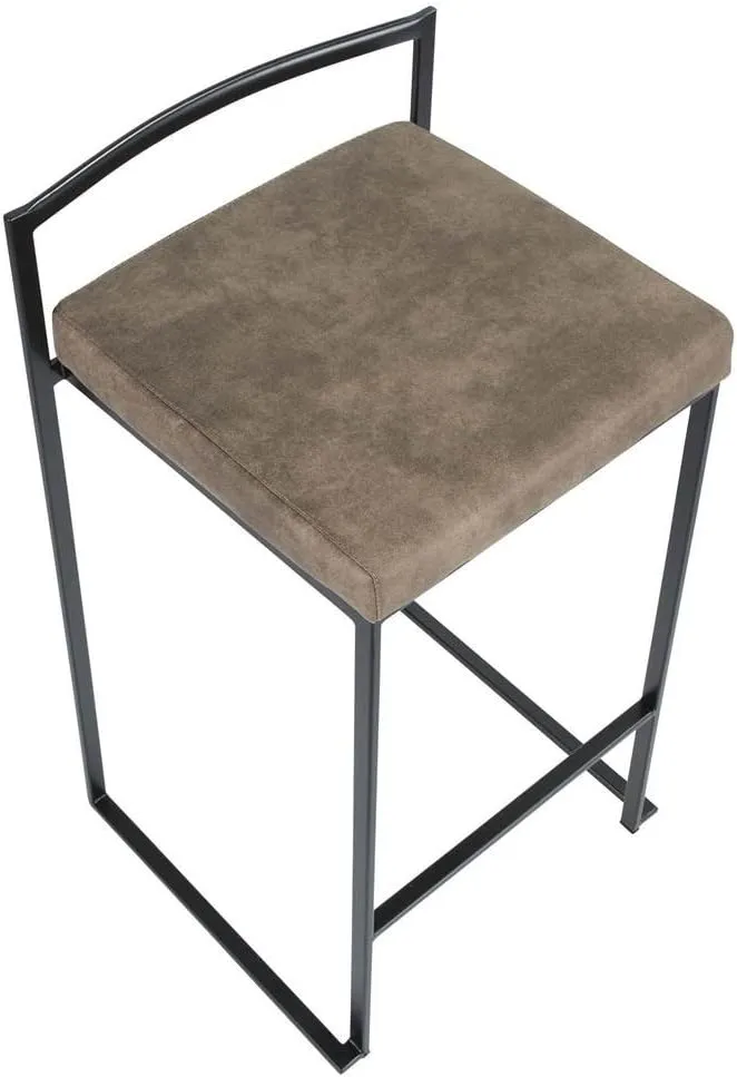 Fuji Stacker Counter Stools for Kitchen Counter in Black Metal, Counter Height Chairs, Bar Stools Set of 2, Counter Height Chairs, Bar Stools for Kitchen Island