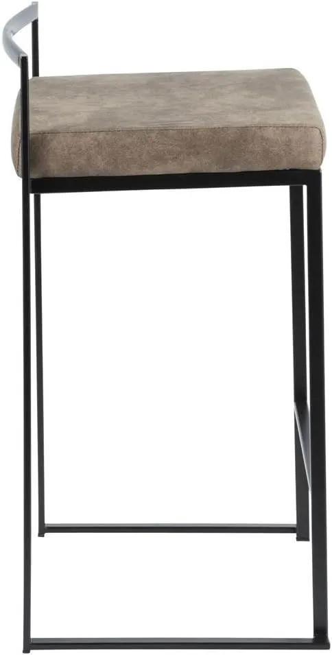 Fuji Stacker Counter Stools for Kitchen Counter in Black Metal, Counter Height Chairs, Bar Stools Set of 2, Counter Height Chairs, Bar Stools for Kitchen Island