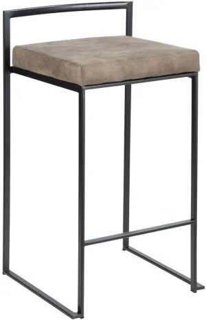 Fuji Stacker Counter Stools for Kitchen Counter in Black Metal, Counter Height Chairs, Bar Stools Set of 2, Counter Height Chairs, Bar Stools for Kitchen Island