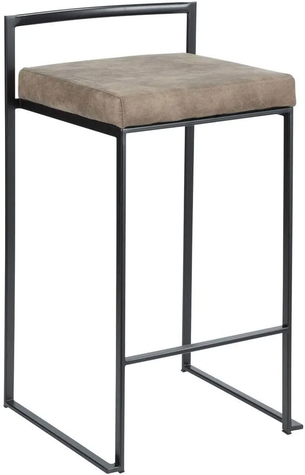 Fuji Stacker Counter Stools for Kitchen Counter in Black Metal, Counter Height Chairs, Bar Stools Set of 2, Counter Height Chairs, Bar Stools for Kitchen Island