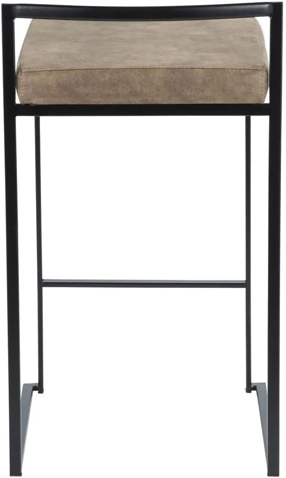 Fuji Stacker Counter Stools for Kitchen Counter in Black Metal, Counter Height Chairs, Bar Stools Set of 2, Counter Height Chairs, Bar Stools for Kitchen Island