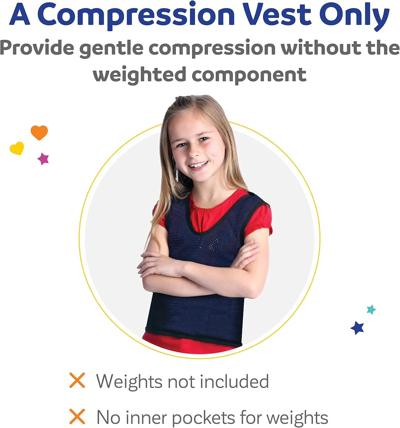 Fun and Function – Pressure Mesh Vest for Kids & Teens – Compression Vest for Kids with Sensory Issues – Navy Blue – Small