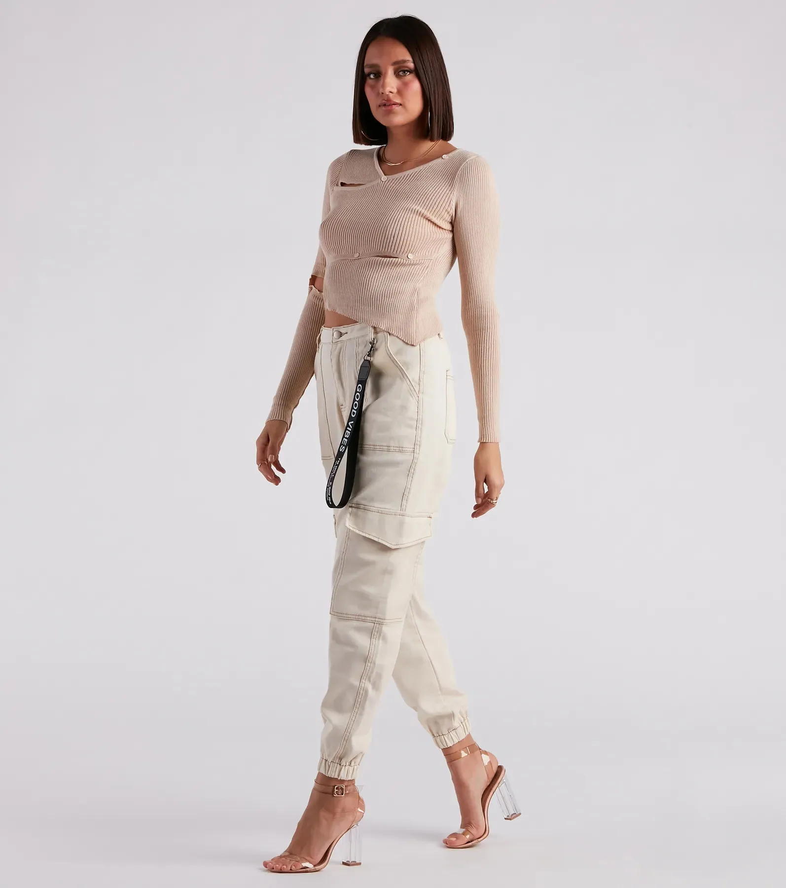 Functional Style Denim Cargo Joggers