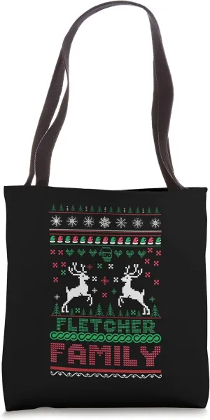 Funny matching ugly Christmas family name Fletcher Tote Bag