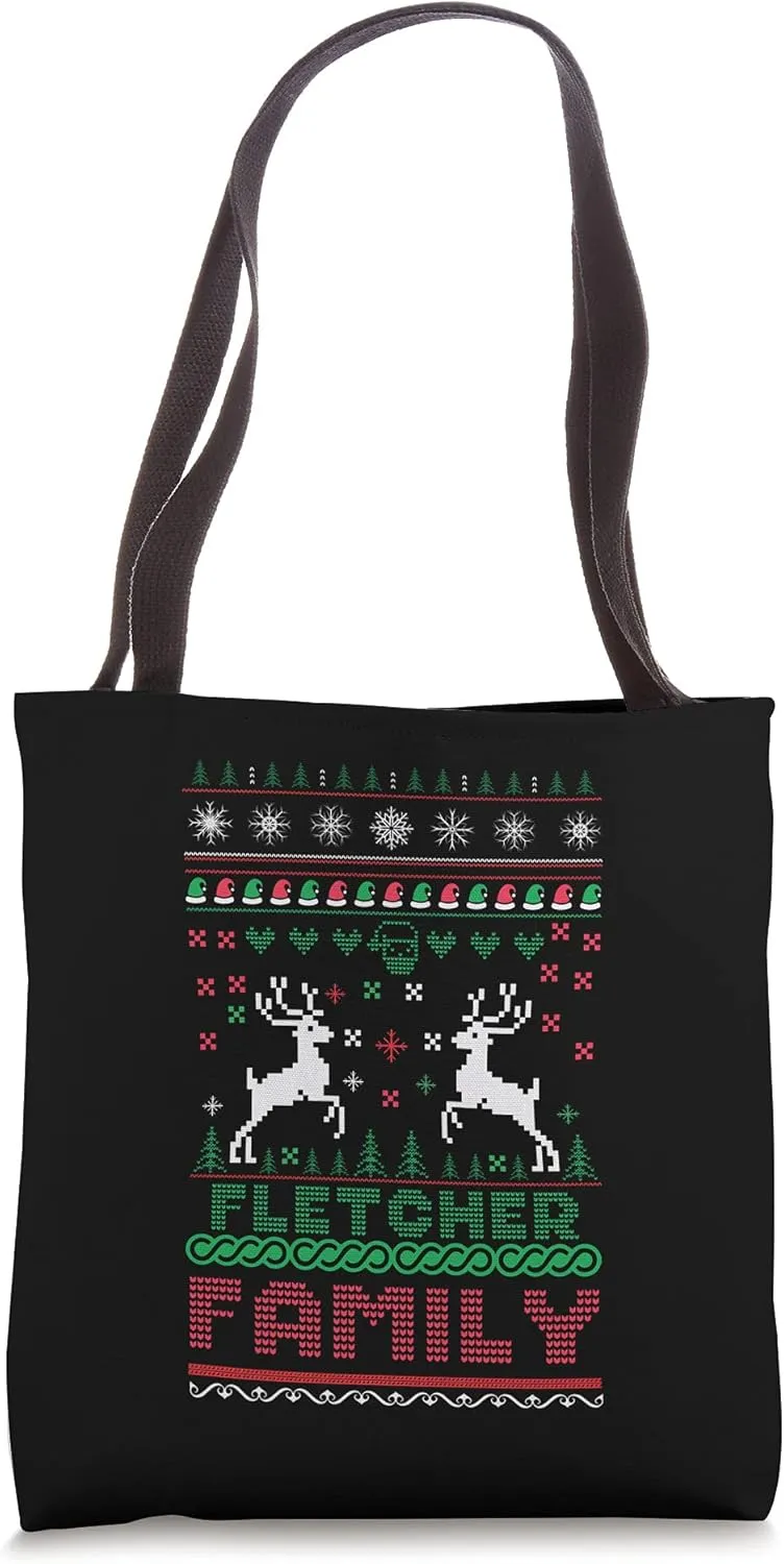 Funny matching ugly Christmas family name Fletcher Tote Bag