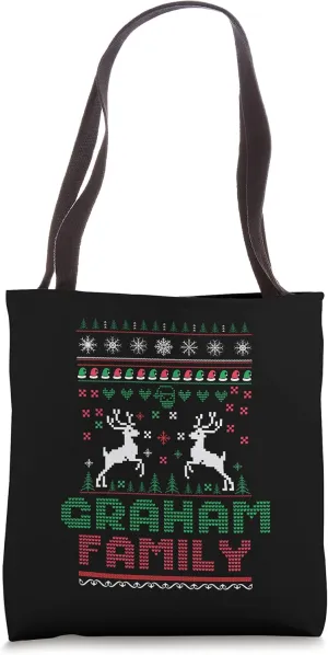 Funny matching ugly Christmas family name Graham Tote Bag