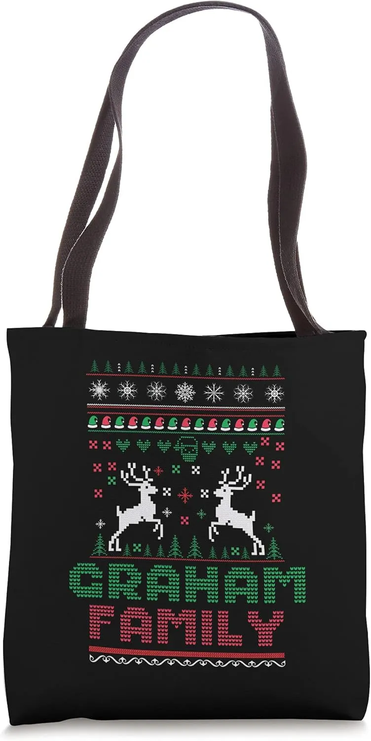 Funny matching ugly Christmas family name Graham Tote Bag