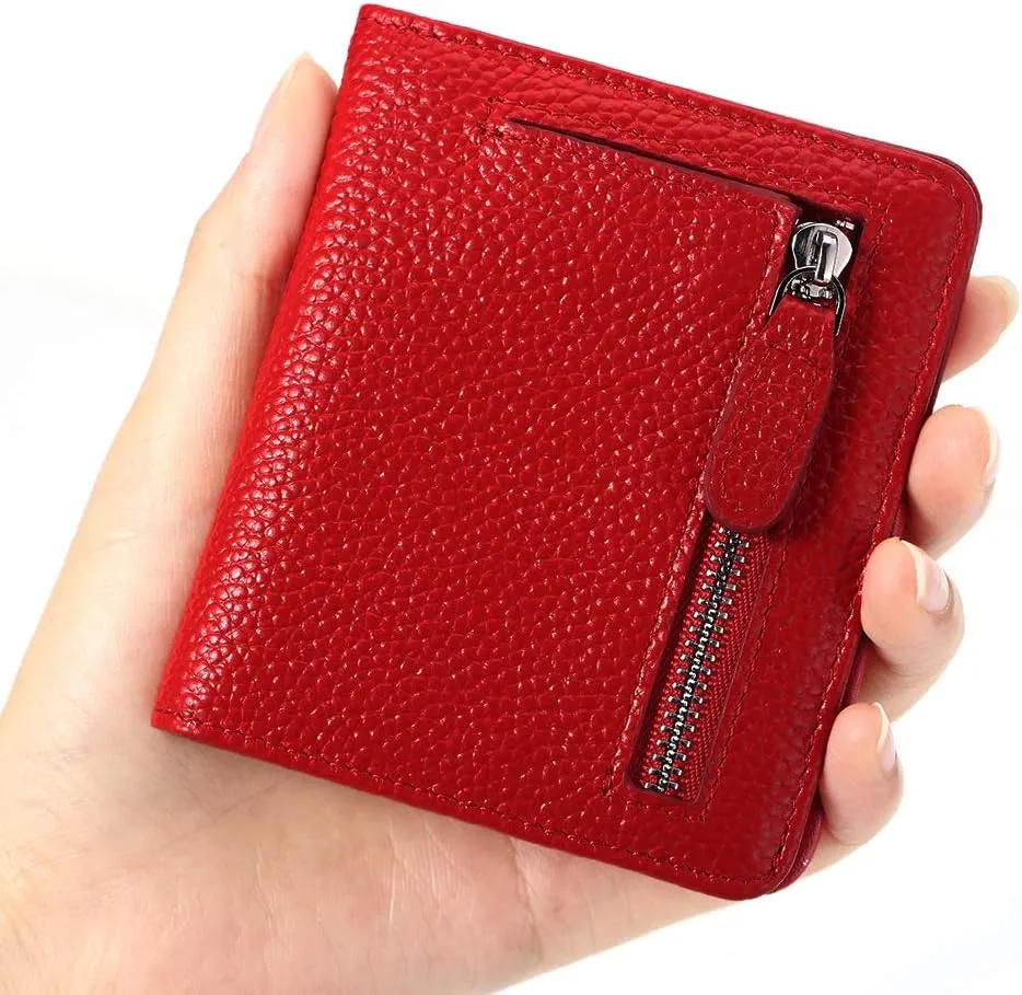 FUNTOR Small Wallets for Women, Ladies Small Compact Bifold Pocket RFID Blocking Genuine Leather Wallet for Women
