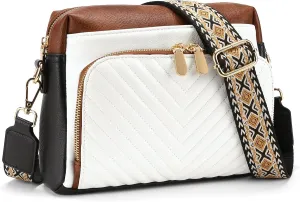 GAEKEAO Quilted Crossbody Bags for Women Vegan Leather Purses with Wide Strap,Women's Crossbody Travel Purse Built in Wallet