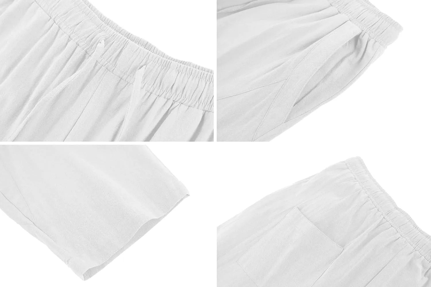 Gafeng Mens Linen Harem Pants Casual Loose Fit Beach Drawstring Elastic Waist Yoga Trousers with Pockets