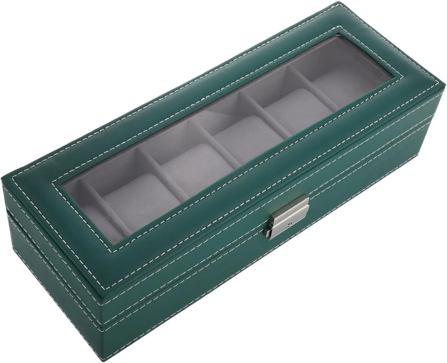 GALPADA Men Watch Storage Case with Glass Lid Slot Jewelry Organizer Elegant Watch Holder for Travel Home Modern Design for Collectors Durable Stylish Display Box
