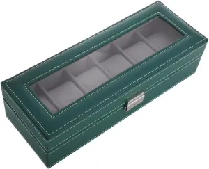 GALPADA Men Watch Storage Case with Glass Lid Slot Jewelry Organizer Elegant Watch Holder for Travel Home Modern Design for Collectors Durable Stylish Display Box