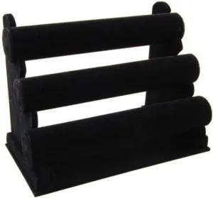 GALPADA Three Jewelry Display Stand Black Bracelet and Necklace Organizer Holder for Elegant Storage and Presentation of Bangles Watches and Accessories