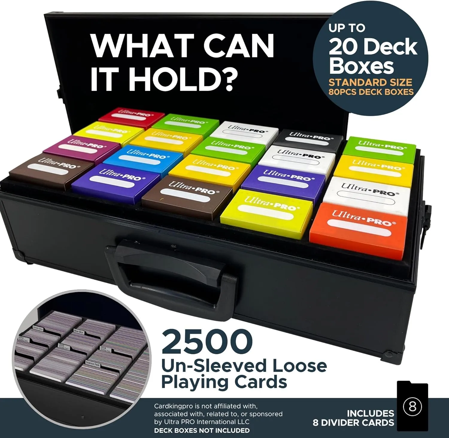 Game Card Storage Case (BBB/MTG Edition) | Suitable for Magic The Gathering, Yugioh, and Other TCG Etc (Game Not Included) | Includes 8 Dividers | Fits up to 2500 Loose Unsleeved Cards