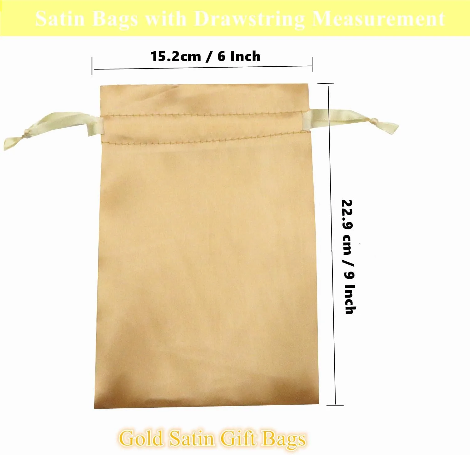 Gbateri 35 Pack 6 x 9 inches Satin Gift Bags with Drawstring, Party Favor Bags, Silk Jewelry Bags, Fabric Cloth Drawstring Pouch Bags,Christmas Gift Bags (Gold)