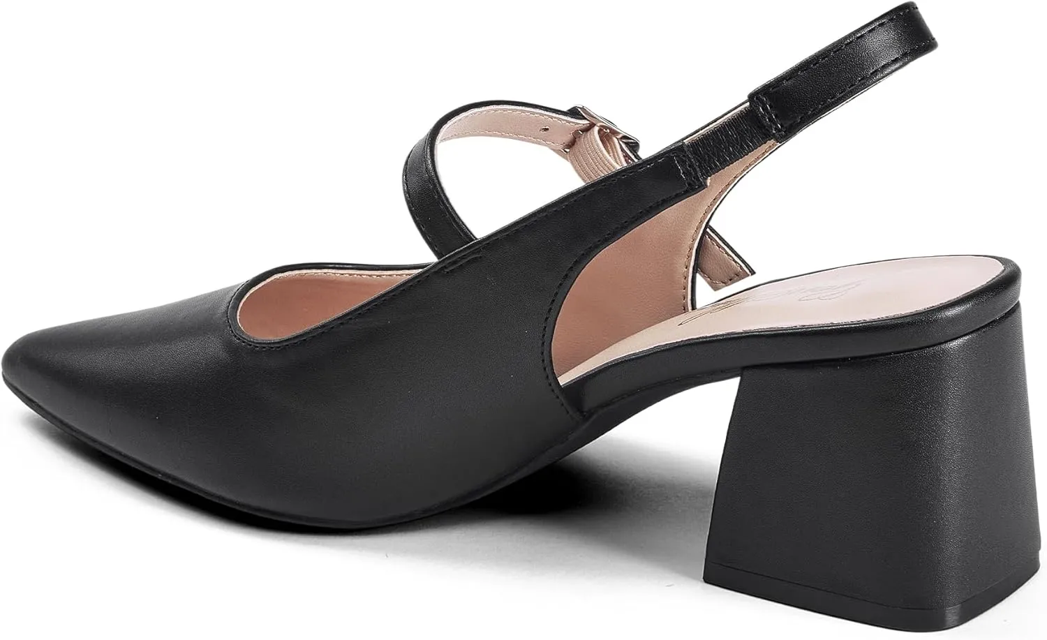 GENSHUO Women’s Slingback Chunky Heels 2.36 Inch Closed Pointed Toe Pumps Low Block Heels for Women Classic Comfort Party Daily Office Shoes