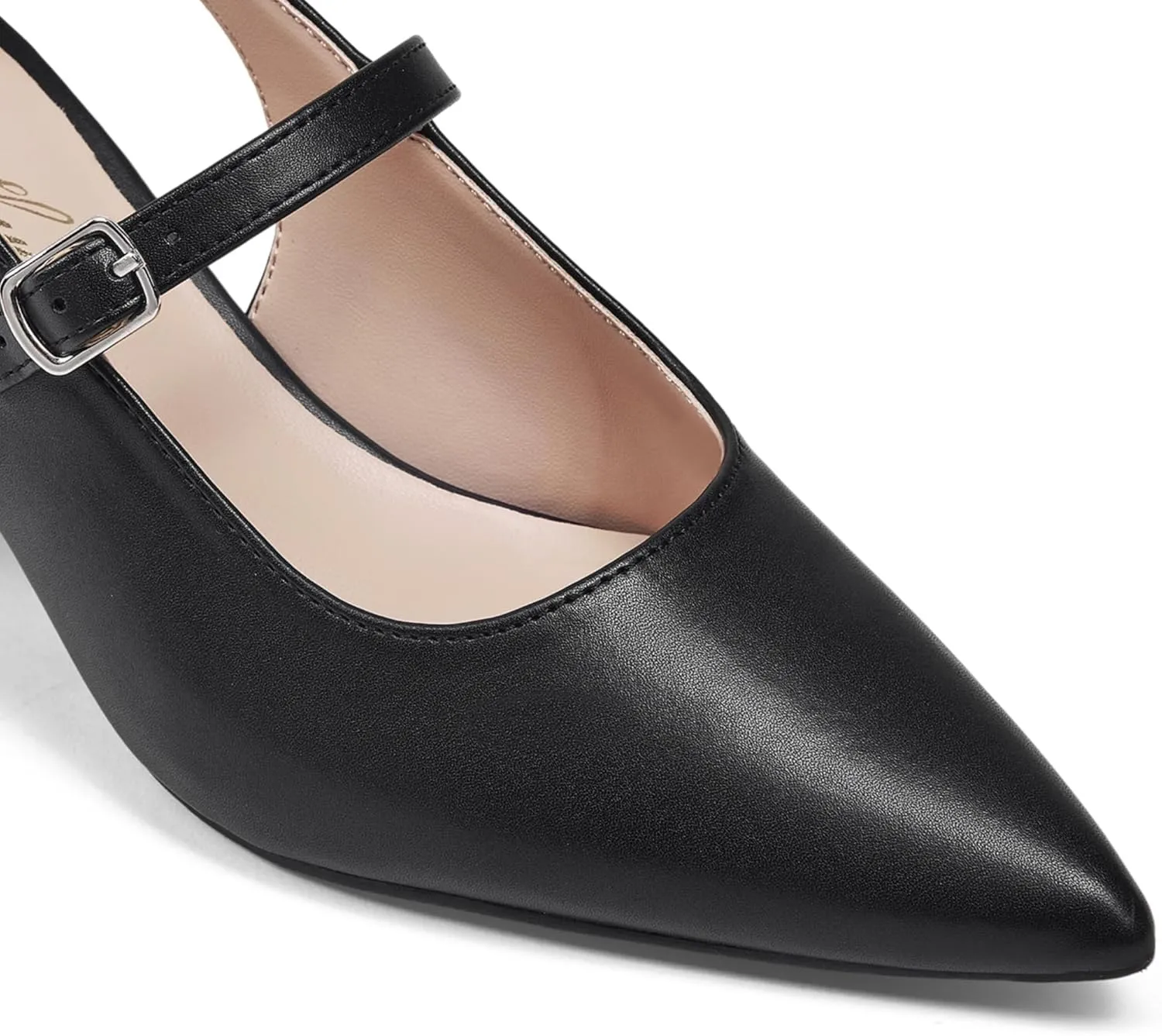 GENSHUO Women’s Slingback Chunky Heels 2.36 Inch Closed Pointed Toe Pumps Low Block Heels for Women Classic Comfort Party Daily Office Shoes