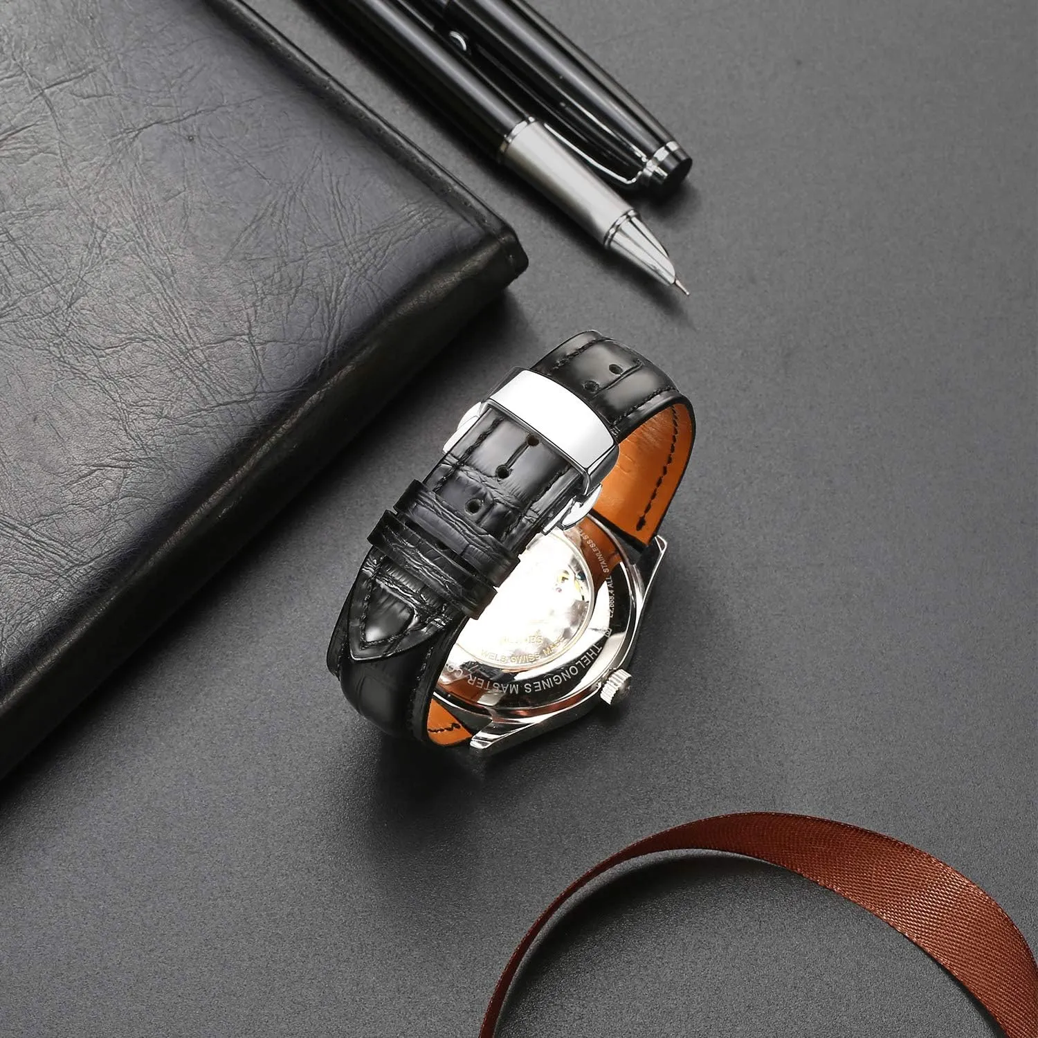 Genuine Leather Band Alligator and Cowhide Replacement Deployment Buckle Watch strap18mm to 24mm Crocodile Leather Strap for Men's and Women's