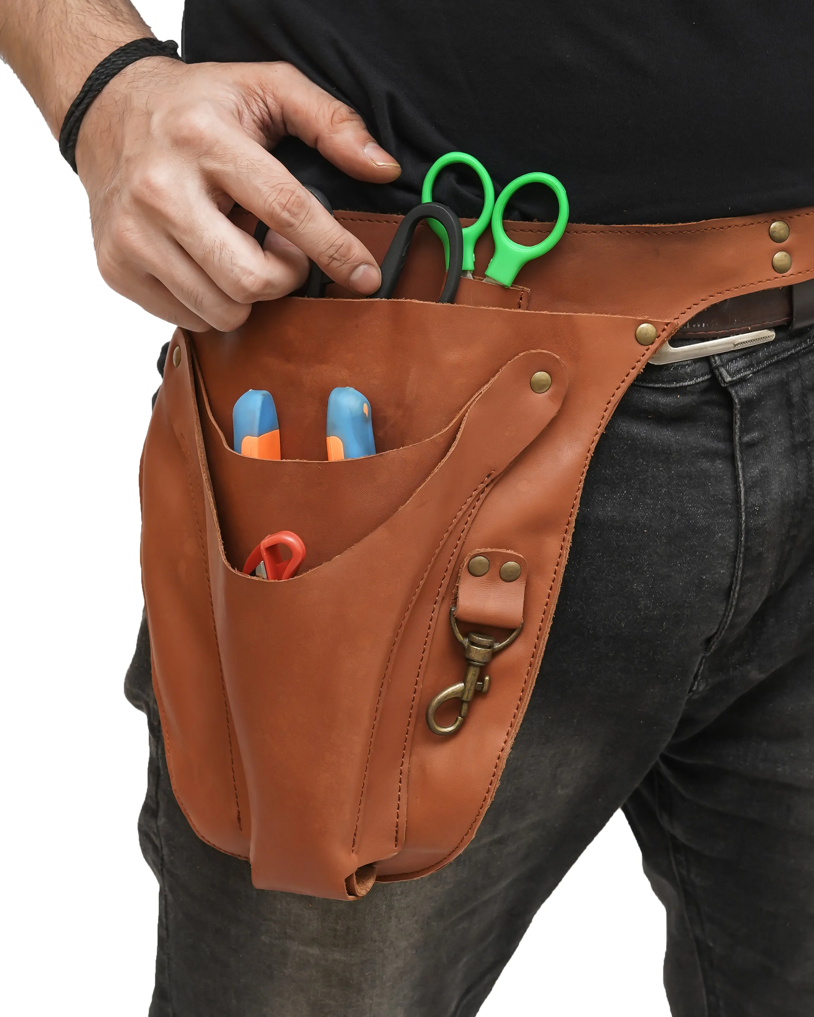 Genuine Leather Gardening Belt With Adjustable Strap