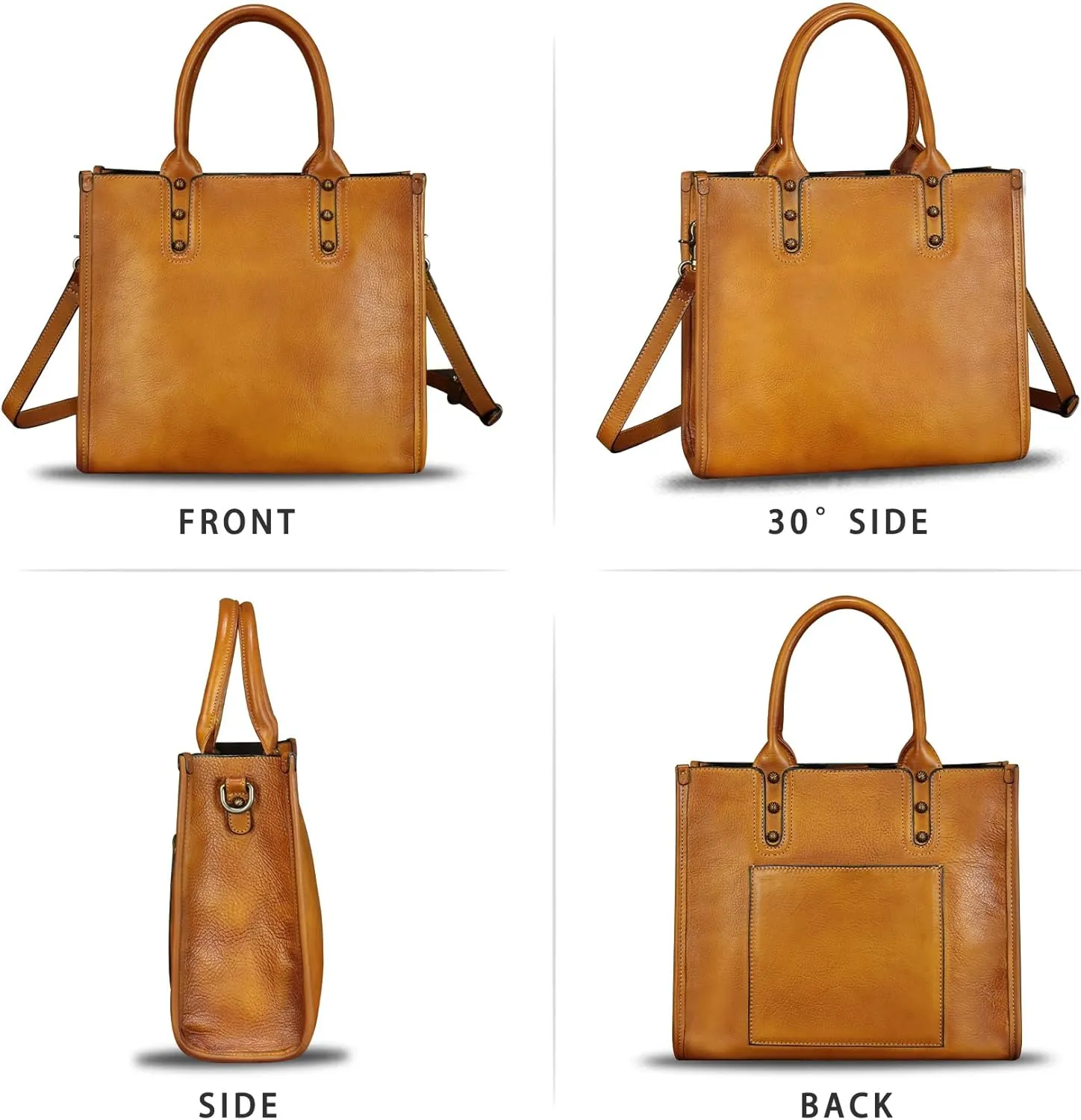 Genuine Leather Purses and Handbags for Women Tote Bag Vintage Crossbody Shoulder Bag Top Handle Bag Satchel