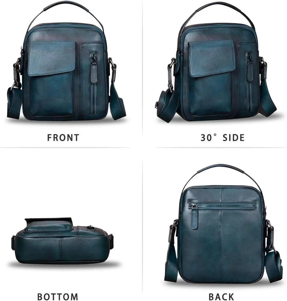 Genuine Leather Purses and Shoulder Bag for Men Vintage Real Leather Messenger Bag Handbag Crossbody Satchel Purse Strap