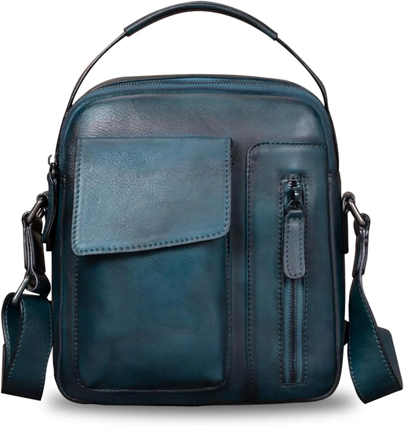 Genuine Leather Purses and Shoulder Bag for Men Vintage Real Leather Messenger Bag Handbag Crossbody Satchel Purse Strap
