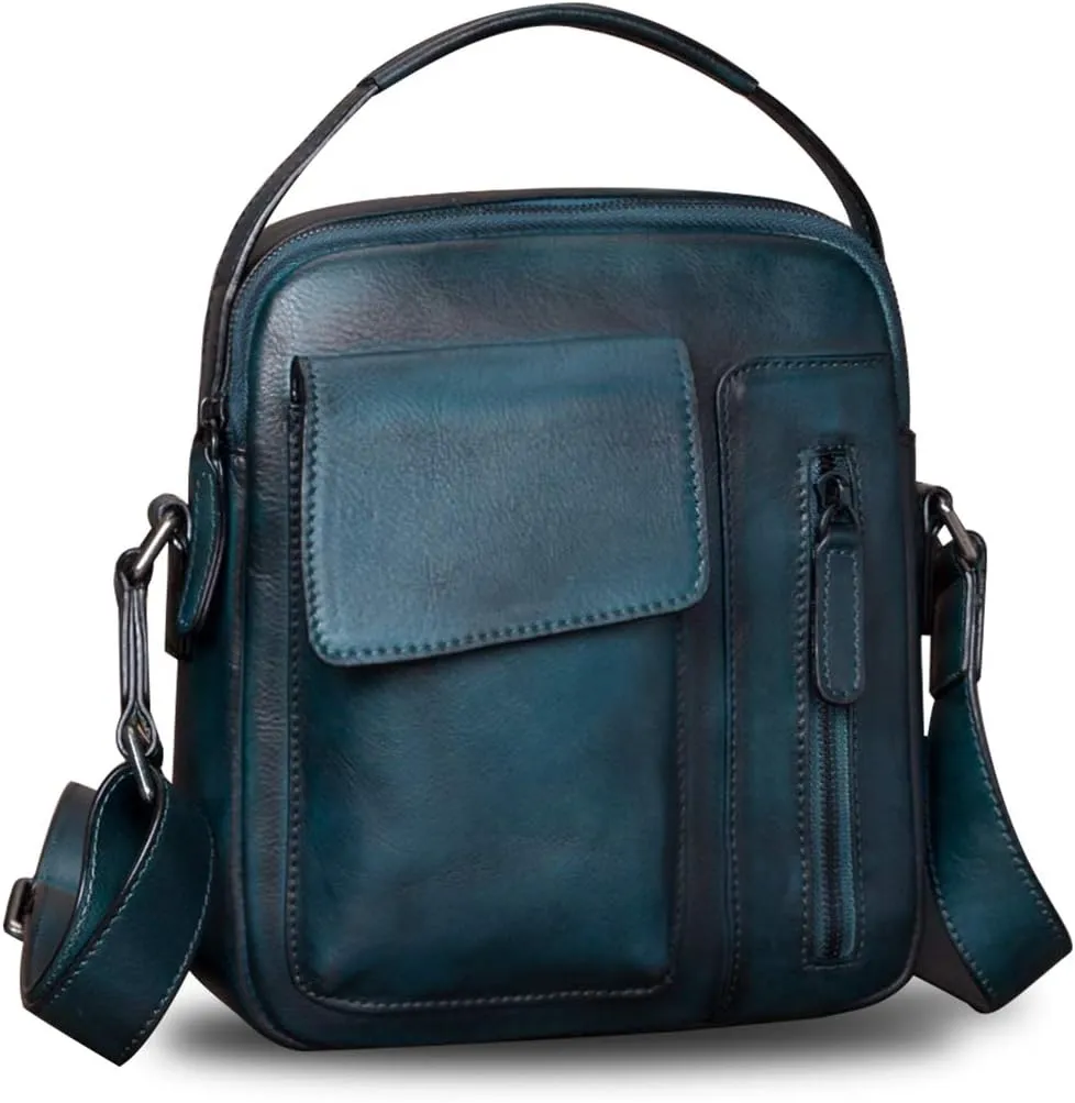Genuine Leather Purses and Shoulder Bag for Men Vintage Real Leather Messenger Bag Handbag Crossbody Satchel Purse Strap