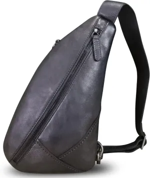 Genuine Leather Silng Bag for Women and Men Vintage Leather Sling Backpack Shoulder Crossbody Bag Chest Purses