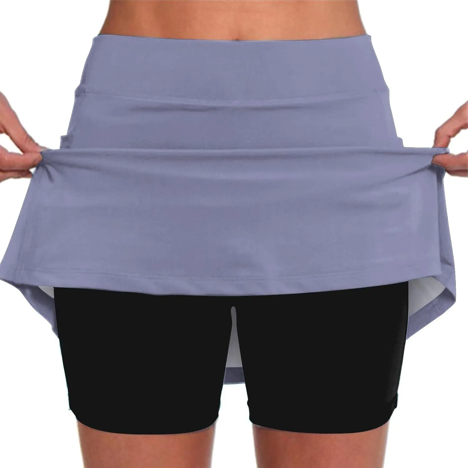 GIERIDUC Athletic Skorts for Women Plus Size Tummy Control Tennis Yoga Skirt Shorts High Waist Solid Comfy Elastic Shorts