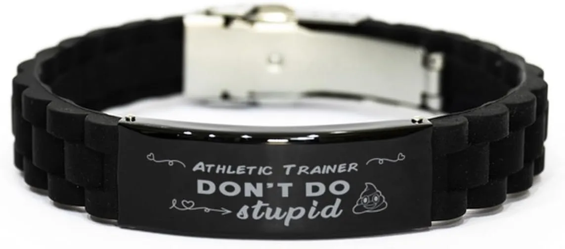 GIFTVILLE & SURPRISE Inspirational Bracelets, Don't Do Stupid, Birthday Gifts to Athletic Trainer, Engraved Stainless Steel Gifts