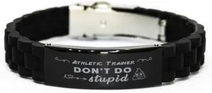 GIFTVILLE & SURPRISE Inspirational Bracelets, Don't Do Stupid, Birthday Gifts to Athletic Trainer, Engraved Stainless Steel Gifts