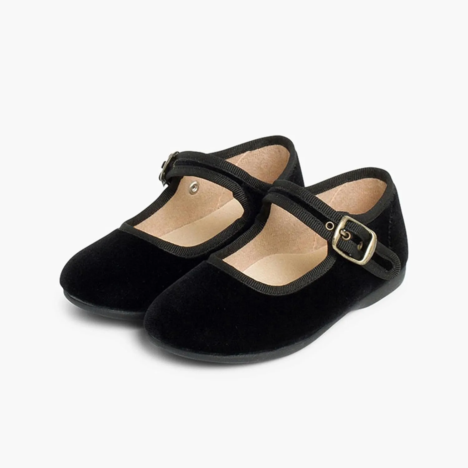 Girls Buckle Up Velvet Mary Janes