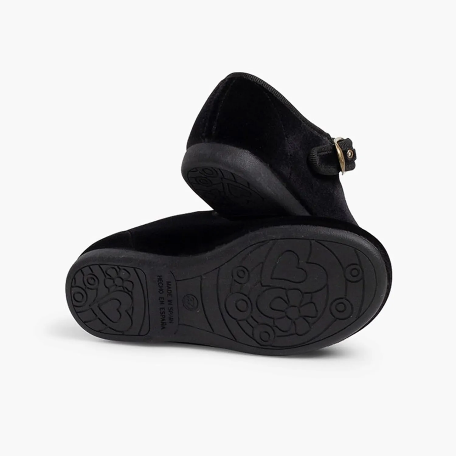 Girls Buckle Up Velvet Mary Janes